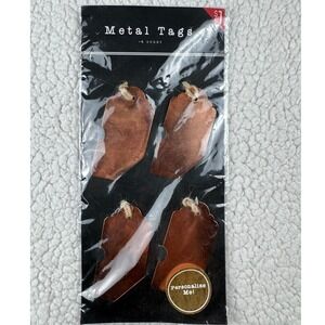 Horizon Group USA Copper Metal Tags 4 Count Scalloped Edge Jute Twine 36451B NEW